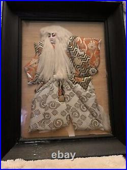 Vintage Doll 22in. Japanese Kabuki Renjishi White Hair Lion Dancer Framed