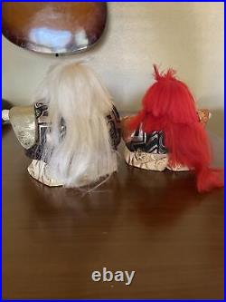 Vintage Doll Japanese Kabuki Renjishi Lion Dancers Red White Hair