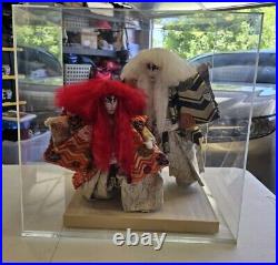 Vintage Doll Japanese Kabuki Renjishi Lion Dancers With Acrylic Display Box