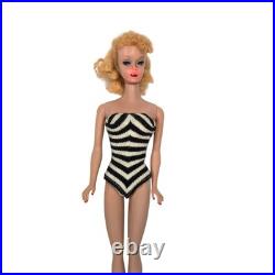 Vintage Early 60s Barbie Ponytail #5 Doll Mattel Japan Zebra Swimsuit Blonde