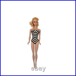 Vintage Early 60s Barbie Ponytail #5 Doll Mattel Japan Zebra Swimsuit Blonde