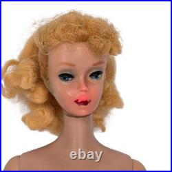 Vintage Early 60s Barbie Ponytail #5 Doll Mattel Japan Zebra Swimsuit Blonde