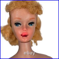 Vintage Early 60s Barbie Ponytail #5 Doll Mattel Japan Zebra Swimsuit Blonde