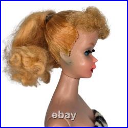 Vintage Early 60s Barbie Ponytail #5 Doll Mattel Japan Zebra Swimsuit Blonde