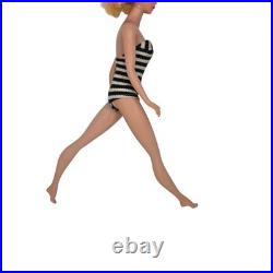 Vintage Early 60s Barbie Ponytail #5 Doll Mattel Japan Zebra Swimsuit Blonde