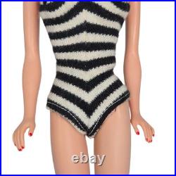 Vintage Early 60s Barbie Ponytail #5 Doll Mattel Japan Zebra Swimsuit Blonde