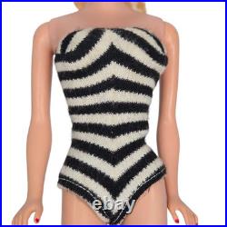 Vintage Early 60s Barbie Ponytail #5 Doll Mattel Japan Zebra Swimsuit Blonde