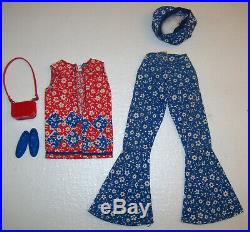 Vintage Francie Doll #1275 Bells Complete Outfit 1967 Blue Shoes Hat Red Purse