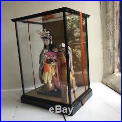 Vintage Geisha Hero Doll In Glass Case