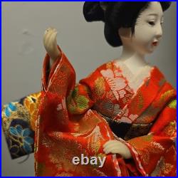 Vintage Geisha Red Komono, Maiko Japanese Doll and Tag 18 Rare