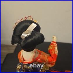 Vintage Geisha Red Komono, Maiko Japanese Doll and Tag 18 Rare