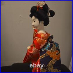 Vintage Geisha Red Komono, Maiko Japanese Doll and Tag 18 Rare