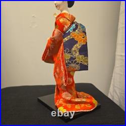 Vintage Geisha Red Komono, Maiko Japanese Doll and Tag 18 Rare