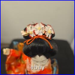 Vintage Geisha Red Komono, Maiko Japanese Doll and Tag 18 Rare