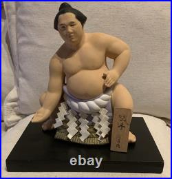 Vintage Genuine Hakata Doll Sumo Wrestler Certified Japanese Clay Figurine Japan