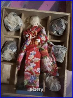 Vintage Hanako Japanese Doll with five Wigs Toy Wood Box Made In Japan 6.75 Vintage Hanako Japanese Doll with five Wigs Toy Wood Box Made In Japan 6.75