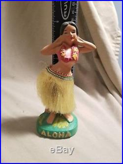 Vintage Hawaiian Hula Bobble Nodder Girl Doll Figurine Composite Japan Aloha