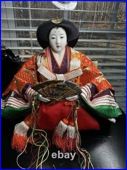 Vintage Hina Japanese Doll Figurines Japan Empress Sitting Sword Fan