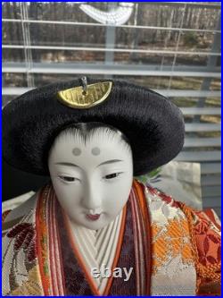 Vintage Hina Japanese Doll Figurines Japan Empress Sitting Sword Fan