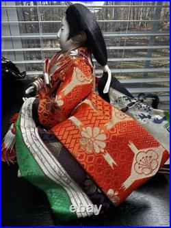 Vintage Hina Japanese Doll Figurines Japan Empress Sitting Sword Fan