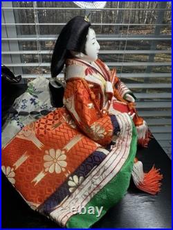 Vintage Hina Japanese Doll Figurines Japan Empress Sitting Sword Fan