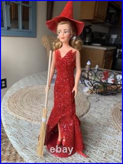 Vintage Ideal Bewitched Samantha Doll Original M12 E 2 Gown Hat Shoes, Broom