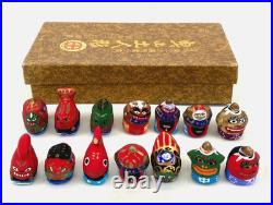 Vintage Japan Folk Toy Clay Doll Karatsu Kunchi FestivalHikiyama set of14 EL0262
