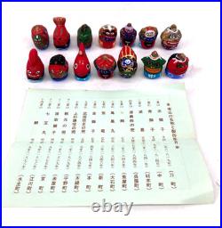 Vintage Japan Folk Toy Clay Doll Karatsu Kunchi FestivalHikiyama set of14 EL0262