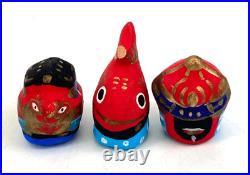 Vintage Japan Folk Toy Clay Doll Karatsu Kunchi FestivalHikiyama set of14 EL0262