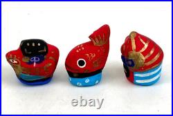 Vintage Japan Folk Toy Clay Doll Karatsu Kunchi FestivalHikiyama set of14 EL0262