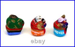 Vintage Japan Folk Toy Clay Doll Karatsu Kunchi FestivalHikiyama set of14 EL0262
