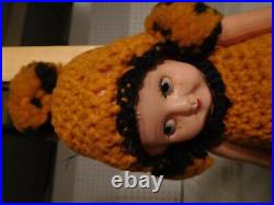 Vintage Japan Halloween Themed Celluloid Carnival 9 Doll Hand-Made Knit Outfit