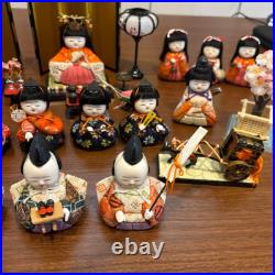 Vintage Japanese Antique Wooden Kimekomi Dolls Sets of 15 1970's No Glass Case Vintage Japanese Antique Wooden Kimekomi Dolls Sets of 15 1970's No Glass Case