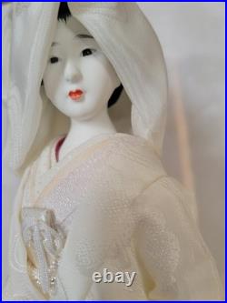 Vintage Japanese Bride Doll White Kimono Wedding Geisha Gofun Yoshitoku 12