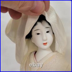 Vintage Japanese Bride Doll White Kimono Wedding Geisha Gofun Yoshitoku 12