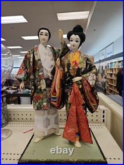 Vintage Japanese Couple Kimono Geisha Samurai Maiko Traditional 18 Craft Dolls
