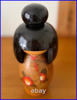 Vintage Japanese Creative Kokeshi Doll Camellia Motif Wood 20cm 400g