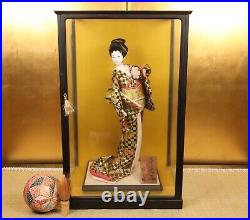 Vintage Japanese Doll Geisha Girl In Kimono Kyoto Handmade Maiko WithGlass Case
