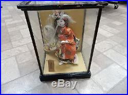 Vintage Japanese Doll In Glass Case Looks Great! See Pics