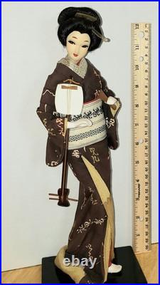Vintage Japanese Doll Kimono Geisha Maiko Kabuki Shamisen Long Hair