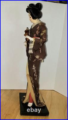 Vintage Japanese Doll Kimono Geisha Maiko Kabuki Shamisen Long Hair