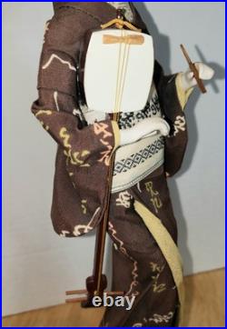 Vintage Japanese Doll Kimono Geisha Maiko Kabuki Shamisen Long Hair