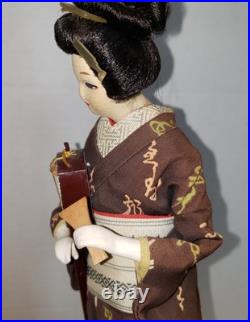 Vintage Japanese Doll Kimono Geisha Maiko Kabuki Shamisen Long Hair