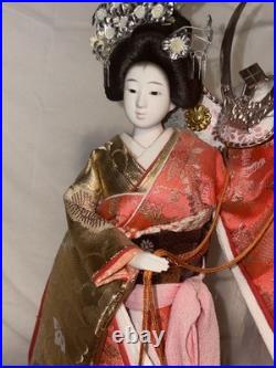Vintage Japanese Doll Kimono Geisha Maiko Kabuto Samurai Helmet Yaegaki Hime