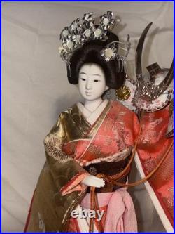 Vintage Japanese Doll Kimono Geisha Maiko Kabuto Samurai Helmet Yaegaki Hime