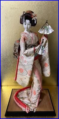 Vintage Japanese Doll Kimono Geisha Maiko Ningyo Standing Figurine Fans