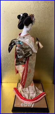 Vintage Japanese Doll Kimono Geisha Maiko Ningyo Standing Figurine Fans