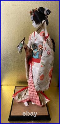 Vintage Japanese Doll Kimono Geisha Maiko Ningyo Standing Figurine Fans