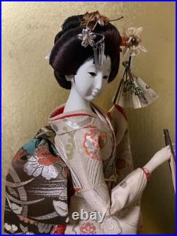 Vintage Japanese Doll Kimono Geisha Maiko Ningyo Standing Figurine Fans