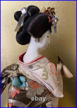 Vintage Japanese Doll Kimono Geisha Maiko Ningyo Standing Figurine Fans